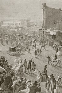 Une réunion de rue dans les années 1850, San Francisco, de 